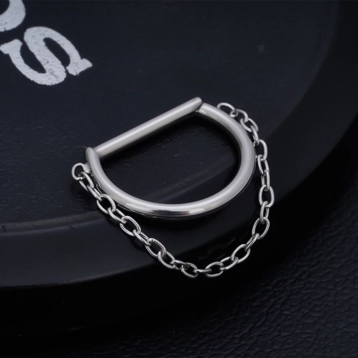 ASTM%20F136%20Titanium%2016G%20Hinged%20Segment%20D%20Shape%20Clicker%20Septum%20Ring%20with%20Chain%20Nose%20Ring%20Cartilage%20Earring%20Helix%20Lobe%20Piercing%20-%20Image%206