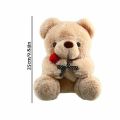 25cm Kawaii Bear With Rose Plush Toy Stuffed Animal Dolls I Love You For Girl Friend Birthday Gift Romantic Present Wholesale.