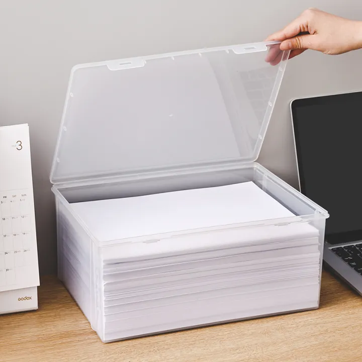 WORTHBUY%20Multifunctional%20Plastic%20Storage%20Box%20For%20Office%20Supplies%20Transparent%20A4%20Paper%20Storage%20Case%20Home%20Desktop%20Organizer%20-%20Image%205