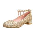 Children's Princess Shoes Girls High Heel Leather Shoes Girls Piano Performance Crystal Shoes Students Host Wedding Shoes Middle and Big Children.