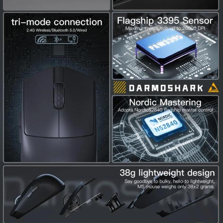 Darmoshark%20M5%20Gaming%20Esports%20Mouse%204k%208K%20Wireless%20Bluetooth%20Computer%20Mice%2026000DPI%20Optical%20PAM3395%20N52840%20Kailh%20For%20Laptop%20PC%20-%20Image%202