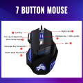 RGB Mouse Gaming Design X1 Wired RGB Gaming Mouse 7 Buttons With DPI Button And Braided Cable Computer Mice Gaming PC Laptop Desktop - 2025 Gamers Choice. 