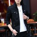 Men's Jacket Korean Version Trend Standing Collar Spring and Autumn Season Thickened Denim Workwear Pure Cotton Coat Top Clothes.