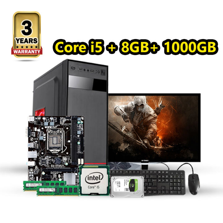 Intel Core i5 RAM 8GB HDD 1000GB + 19 Inchi Monitor Graphics 2GB Built ...