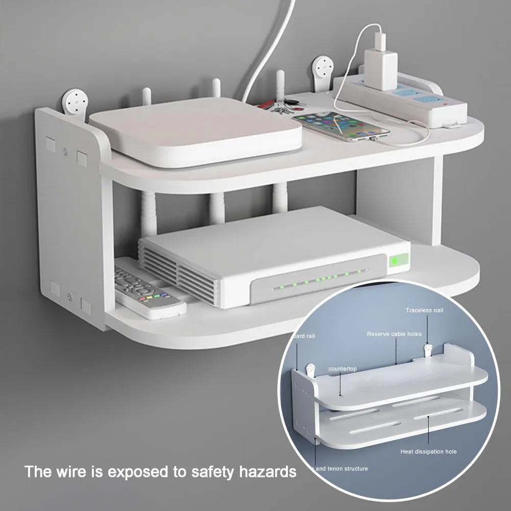 New Wifi Router Stand Double Layer Wall Mounted Home decorator PVC ...