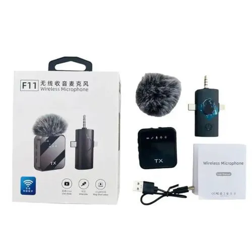 F11-2%20(3%20in%201)%20Collar%20Wireless%20Dual%20Microphone%20pro%20Professional%20Lapel%20Lavalier%20microphone%20iPhone/Android%20&%20Type-C%20Supported%20100&%20Noise%20Cancellation%20-%20Image%204