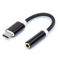 USB-C Type C Male to Audio Mini-Jack 3.5mm Female Earphone Adapter Converter-black. 