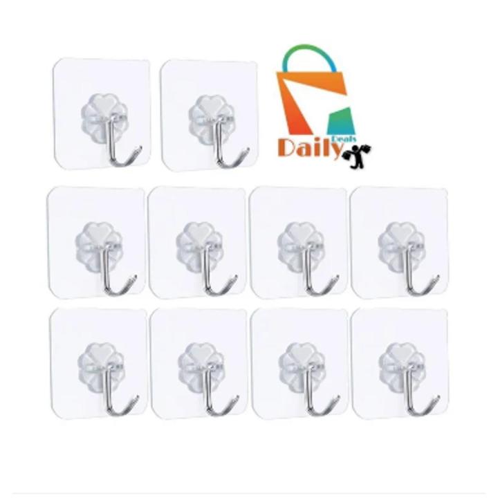 10 pcs Wall Hook Hanger Plastic Wall Hook for kitchen Magic Wall Hook Clip Transparent Strong Self Adhesive Door Wall Hangers Hooks Suction Heavy Load Rack Cup Sucker for Bathroom