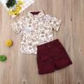 2PCS Summer Beach Wear Toddler Kids Baby Boy Gentleman Suit Bicycle Print Shirt Short Sleeve Tops Short Pants Outfits Set. 