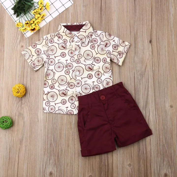 2PCS%20Summer%20Beach%20Wear%20Toddler%20Kids%20Baby%20Boy%20Gentleman%20Suit%20Bicycle%20Print%20Shirt%20Short%20Sleeve%20Tops%20Short%20Pants%20Outfits%20Set%20-%20Image%203
