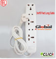Multi Extension 2 Pin Click Socket 5 Port 9 Feet Cable power extension cord.10A, Click Multi plug Premium White Extension .. 