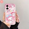 Cute Pink Hello Kitty Cartoon Melody Phone Case Compatible for IPhone 7 6 6S 8 Plus XR XS X MAX 11 15 14 12 13 Pro Max SE 2020 Creative Ice Cream 3D Wavy Curved Edge Cover. 