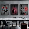 Neon Boxing Gloves,Mike Tyson and Muhammad Ali Posters Neon Effect Canvas Prints Painting Sports Mural Bar Club Wall Art Decor. 