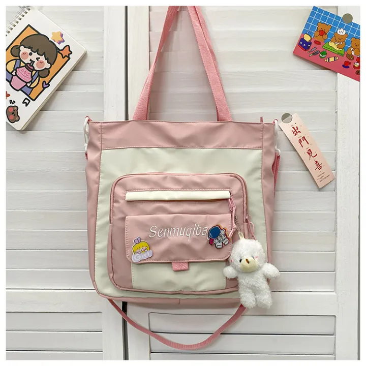 Waterproof%20Nylon%20shoulder%20bag%20with%20big%20multiples%20front%20pocket%20-%20Image%203