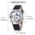 Music Note Quartz Watch Casual Hollow Out Analog PU Leather Wrist Watch For Women Men.