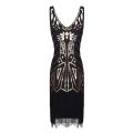 Women 1920s Great Gatsby Dress Long 20s Flapper Dress Vintage V Neck Sequins Beads Maxi Party Dress Mesh Prom Gown Elegant Dress. 