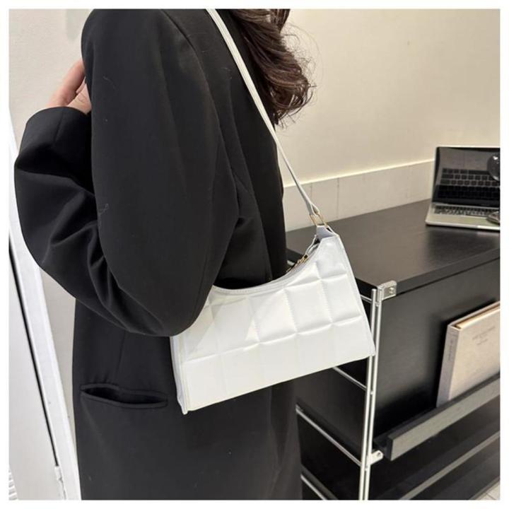 Black/White Shoulder bag High-quality PU Underarm bag Solid color bag for Fashion show Daily wear Office use Shopping Travel