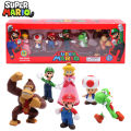 Alien 6pcs/set Super Mario Bros PVC Action Figure Toys Dolls Model Set Luigi Yoshi Donkey Kong Mushroom For Kids Birthday Gifts.