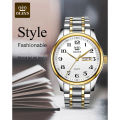 OLEVS 5567 Silver And Golden Two-tone Stainless Steel Analog Watch For Men - Golden & Silver. 