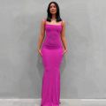 2023 New Summer Spaghetti Strap Black Skims Long Dress Women Sleeveless Solid Skinny Bodycon Trumpet Maxi Dresses Vestidos. 