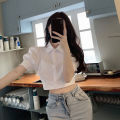 Korean Fashion Women's Shirt Summer Elegant Youth Blouses Clothes Preppy Puff Sleeve White Shirts Cropped Cute Top 2023. 