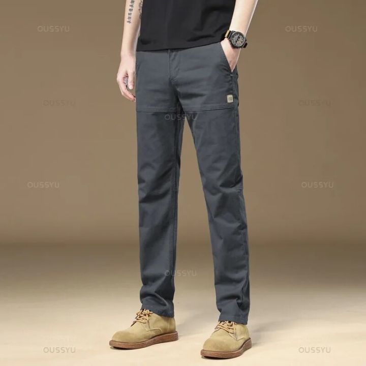 MINGYU%20Brand%20Clothing%20Men's%20Cargo%20Work%20Pants%2097%25Cotton%20Thick%20Solid%20Color%20Wear%20Korean%20Grey%20Casual%20Trousers%20Male%20Large%20Size%2038%2040%20-%20Image%207