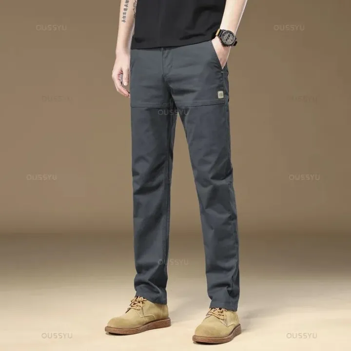 MINGYU%20Brand%20Clothing%20Men's%20Cargo%20Work%20Pants%2097%25Cotton%20Thick%20Solid%20Color%20Wear%20Korean%20Grey%20Casual%20Trousers%20Male%20Large%20Size%2038%2040%20-%20Image%207