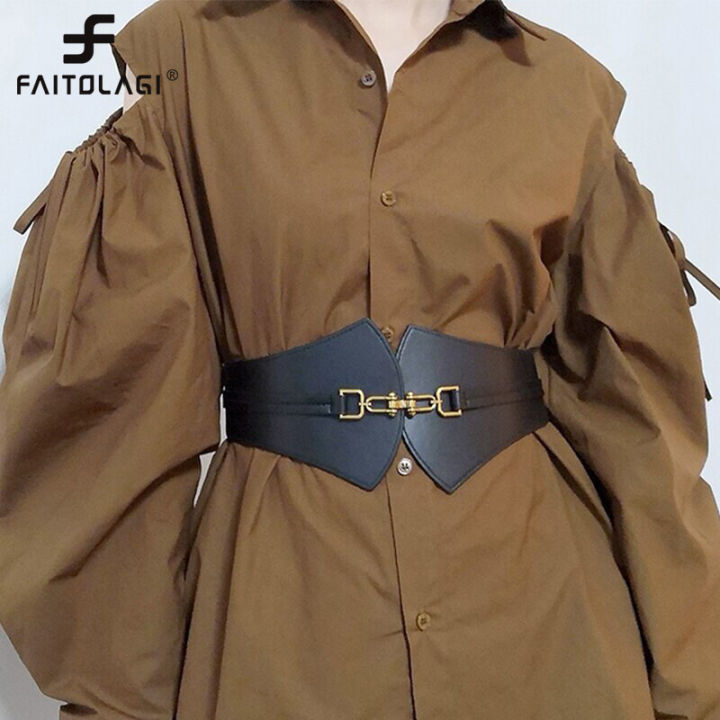 New Fashion Elastic Belts for Women PU Leather Metal Buckle