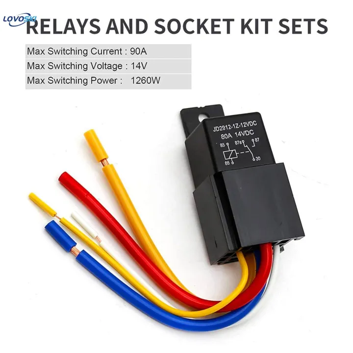 Car%20Relay%20with%20Harness%20Jd2912-1Z-12VDC%2080Amp%2012V%20Heavy%20Duty%20High%20Power%205%20Pin%205%20Wire%20Spdt%20Socket%20Plug%20-%20Image%203