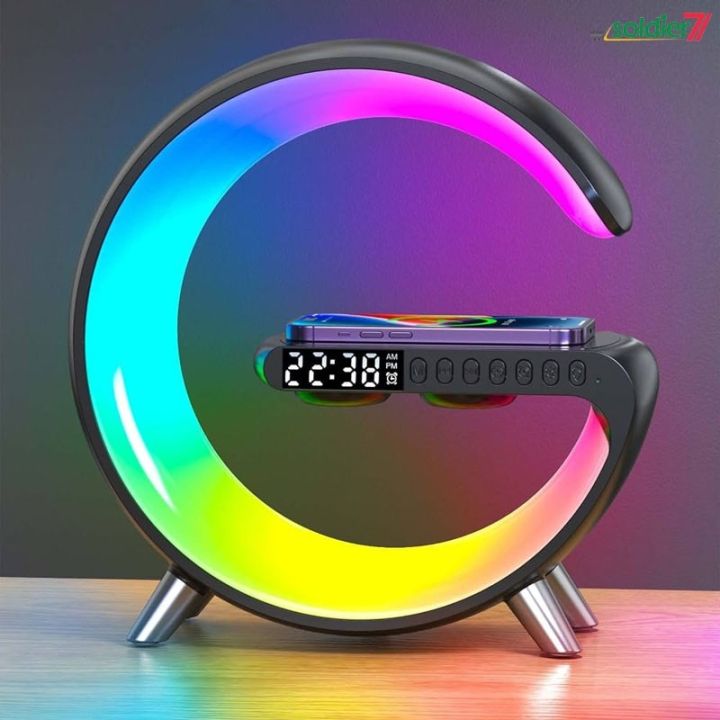 G63 4 In 1 Bluetooth Speaker 10W Multifunctional Wireless Charger LED Atmosphere RGB Night Light Alarm Clock Desk Lamp Bluetooth Speaker Wireless Charging Modern Speaker