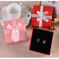 Square Box Engagement Ring Box Fashionable Velvet Interior Display Case Earrings Box Bow Design 1Pc Package Necklace Holder for.