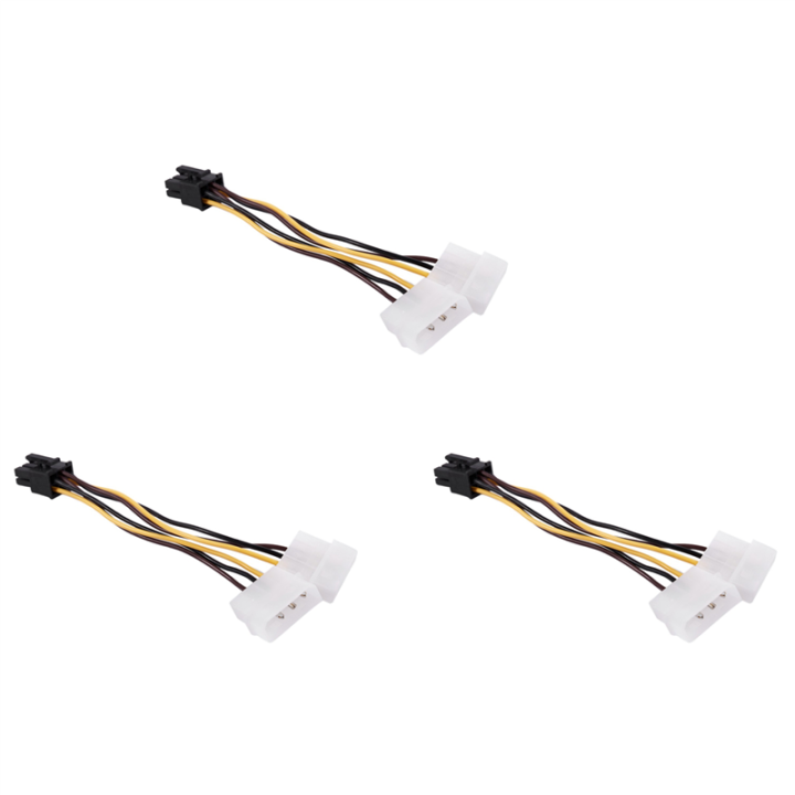 3X A Dual 4-Pin Molex IDE to 6 Pin PCI-E Graphic Card Connector Cable Adapter