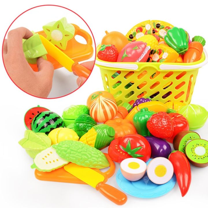 Role Play Educational Gift Baby Toy Pretend Play Food Set Fruits Vegetable Kitchen Playset for Kid's Gift Assembly Game