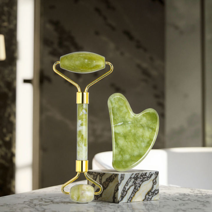 2Pcs/set%20Green%20Natural%20Stone%20Jade%20Massage%20Spa%20Roller%20+%20Gua%20Sha%20Board%20Scrapers%20Plate%20for%20Face%20Body%20Anti-aging%20Facial%20Massage%20Jade%20Roller%20Set%20Skin%20Care%20Tools%20-%20Image%203