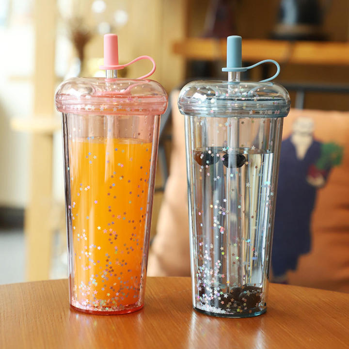 Simple%20And%20Transparent%20Plastic%20Straw%20Cup%20Student%20And%20Children's%20Milk%20Tea%20Cup%20Large%20Capacity%20Water%20Cup%20Summer%20Donut%20Ice%20Cup%20-%20Image%204