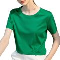 High count 80 counts double-sided mercerized cotton short sleeve white T-shirt women's summer women's loose round neck V-neck versatile T-shirt 1688. 