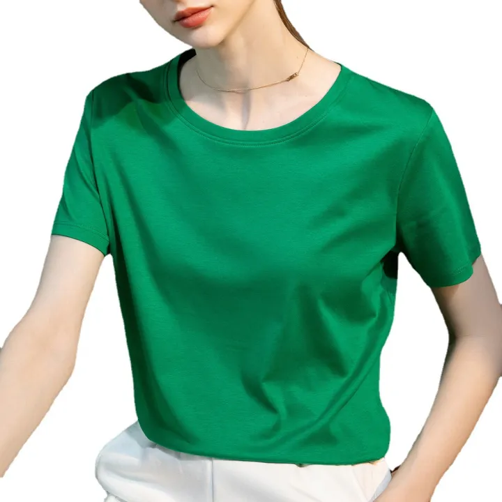 High%20count%2080%20counts%20double-sided%20mercerized%20cotton%20short%20sleeve%20white%20T-shirt%20women's%20summer%20women's%20loose%20round%20neck%20V-neck%20versatile%20T-shirt%201688%20-%20Image%205