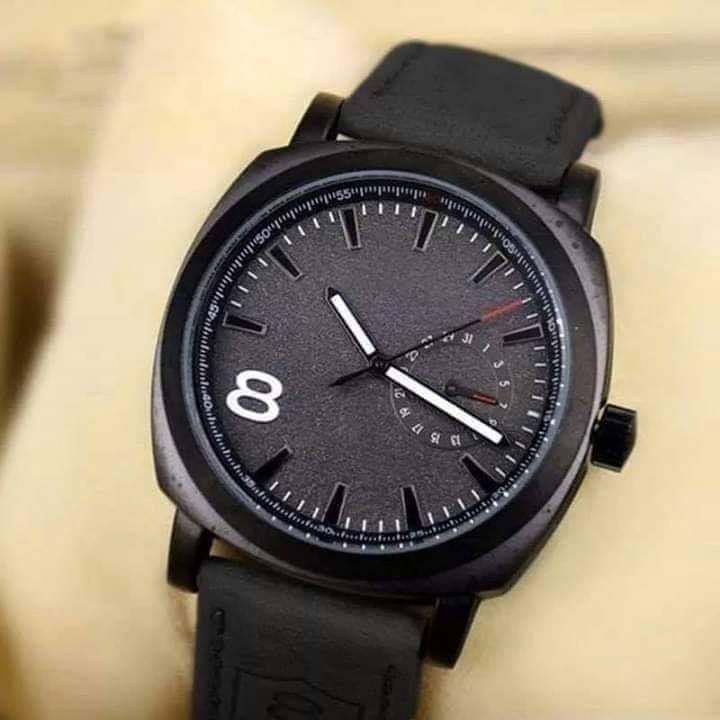 Pu Leather Analoge Watch for Men-Black and Brown