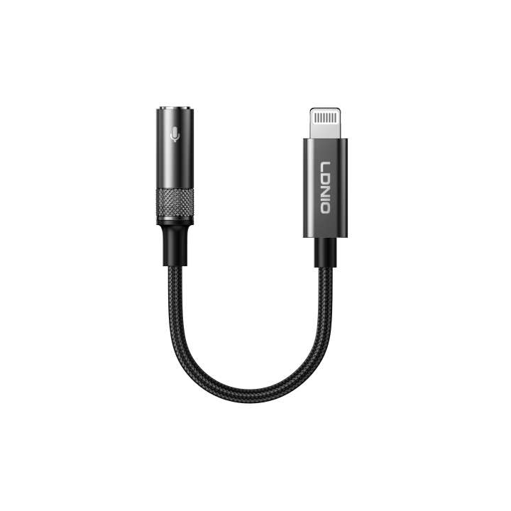 LDNIO Lightning to 3.5mm Audio Adapter – Premium iPhone Headphone Jack Converter Cable 130mm Black