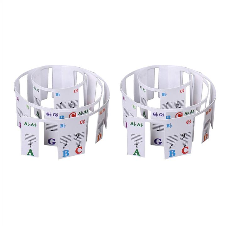 2X Piano Keyboard Stickers Grand/Electric Piano 61 Keys Stave Notation Note Strip Label Symbol for Beners Students