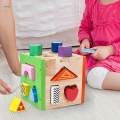 Wood Shape Sorting Box Building Blocks Geometry Learning Classic Toy for Preschool Age 3+.