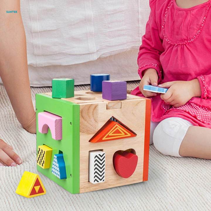 Wood%20Shape%20Sorting%20Box%20Building%20Blocks%20Geometry%20Learning%20Classic%20Toy%20for%20Preschool%20Age%203+%20-%20Image%204