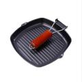 Steak Frying Pan Cast Iron Steak Grill Pans Non-Stick Frying Pan Wooden Handle Folding for Kitchen Fry Cooking Steak. 