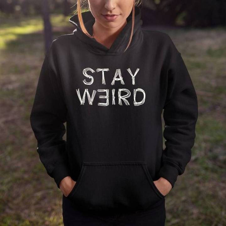 Female Stylish Pullover Hoodie - Black - Stay Weird