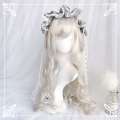 Wig Full Head White Natural Slight Long Curly Big Wave Air Bang Grandma Grey Soft Girl Fake Hair.