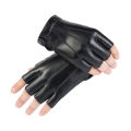 Fingerless Men Gloves PU Leather Motor Punk Gloves Male Mittens Black Half Finger Outdoor Tactical Mens Leather Driving Gloves-MINETTE.