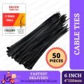 Hazi Electrical Cable Tie | 6 Inch Cable Tie | 4 x 150 mm | 50 pcs Per Pack | Nylon Plastic Tie. 