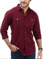 Maroon colour Long sleeve casual shirt for men.