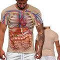 3D Printing Male Skeleton Internal Organs Graphic T Shirt For Men Human Structure Diagram Short Sleeve Funny T-shirt Tops Tee. 