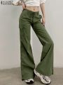 ZANZEA Fashion Cargo Pants Women Streetwear Wide Leg Jogger Pant 2022 Autumn Korean Style Drawstring Pockets Long Trousers Femme.